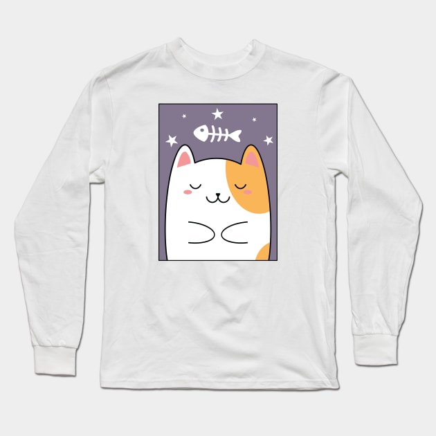 Dreaming Cat Among the Stars Long Sleeve T-Shirt by Mr. Bdj